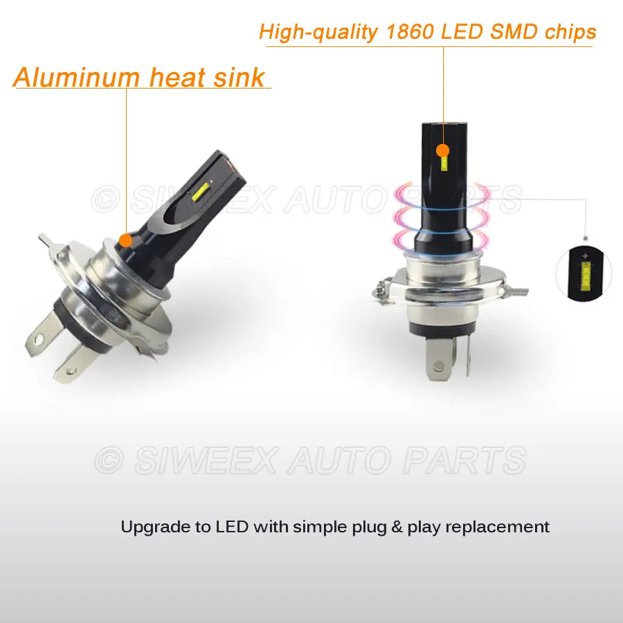 1 шт. Авто H4 2SMD 1860 светодиодный лампы Противотуманные фары мотоцикл фары дневного света белый парковочная лампа AC/DC 12V