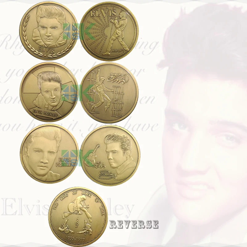 

6pcs/lot Free Shipping 1935-1977 The King of Rock Elvis Presley Coins