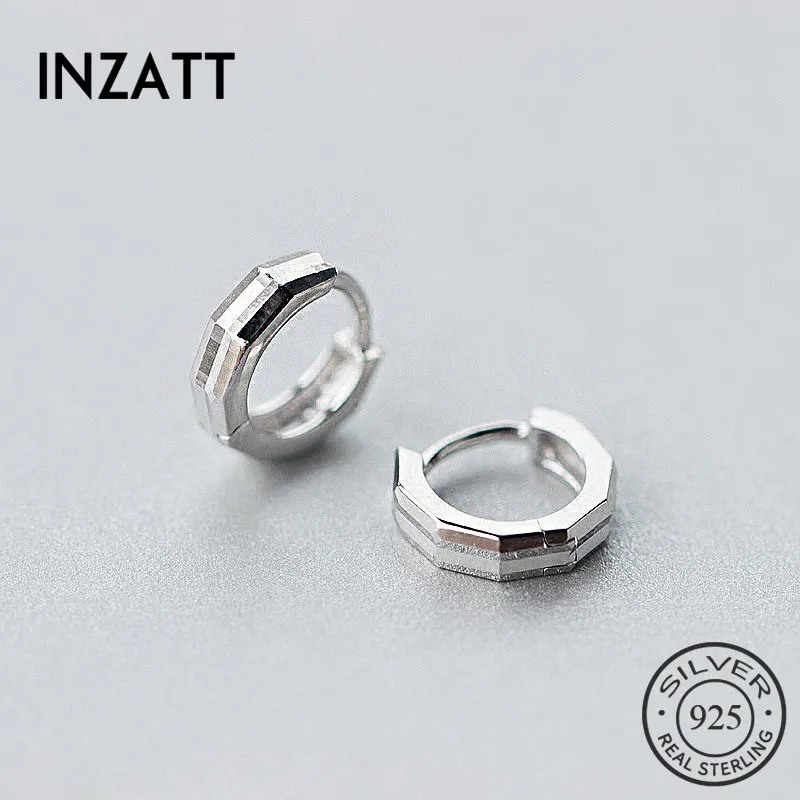 INZATT, панк, настоящее 925 пробы, серебряные геометрические многоугольные серьги-кольца для женщин, для дня рождения, вечеринки, модные ювелирные изделия, элегантный шарм, подарок