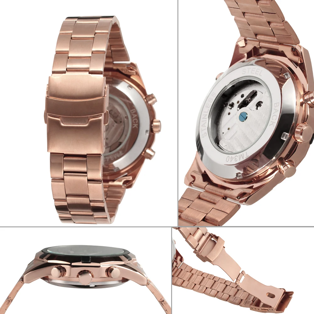 Forsining Classic Automatic Stainless Steel China Wholesale Luxury Men Gold color Watches