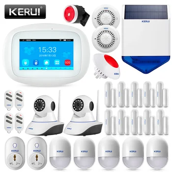 

KERUI K5 4.3 inch TFT Color Screen Home Security Smart WIFI GSM Alarm System With IP Camera and Smoke Detector Burglar Alarm