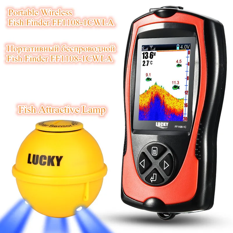 Wireless Ice Fishing Detector Echo Sounder Double Color Lure Fish Lamp Finder 