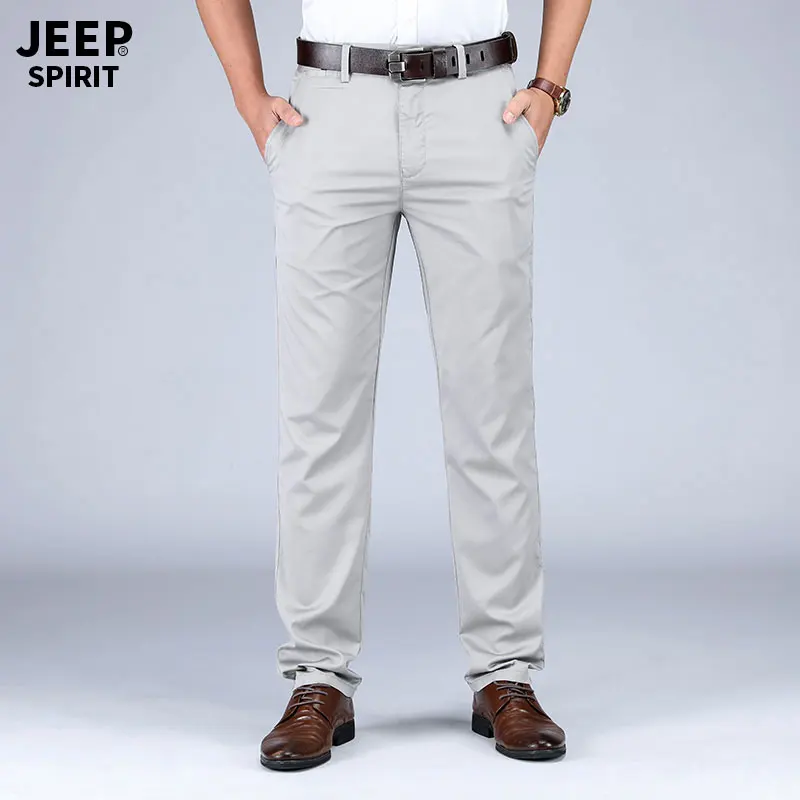 2019 Summer Autumn JEEP Brand Casual Suit Pants Straight Style Lyocell Men's Casual Mid Waist Cotton Pants Fashion Trousers (14)