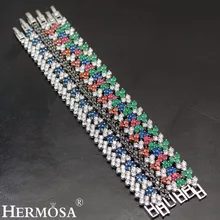 HERMOSA ювелирные изделия тип цветка Модные женские браслеты несколько стилей 925 пробы серебряный браслет длина 7-8 дюймов BKSL-002