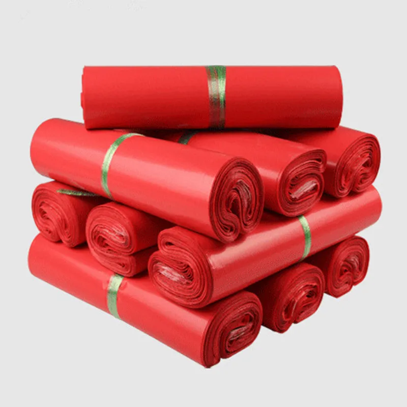 

50pcs Thick Deep Red Envelope Bag Self-seal Adhesive Courier Storage Bags Red Plastic Poly Mailer Postal Gift Box Shipping Bags