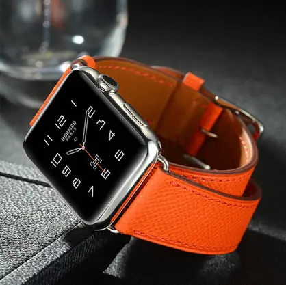 Для Apple Watch Series 4 двойной тур из натуральной кожи для ремешка часов 1 2 3 iWatch herme