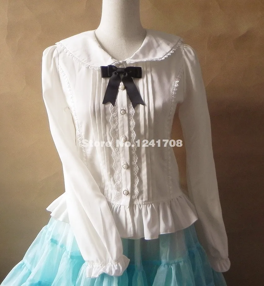 

Discount Women Punk Gothic Lolita Blouse White Long Sleeve Chiffon Summer Trendy Ladies Blouse