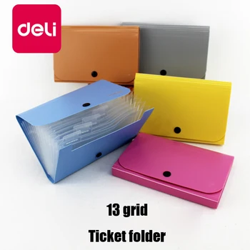 

Deli 5PCS 13 Grid Expanding File Folder Pockets A6 Ticket Button Organ Multi-layer Document Data Storage Bag Receipt folder
