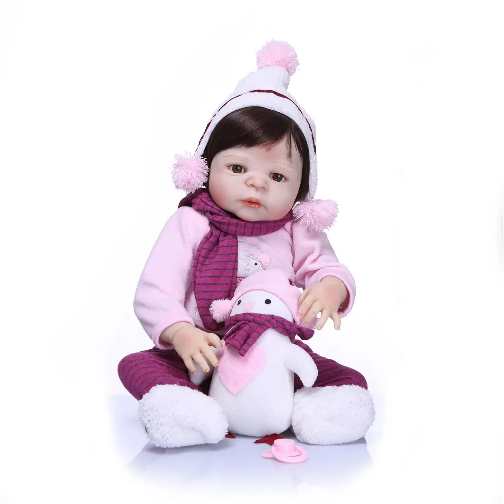 

55CM Full Silicone Reborn Baby Dolls Soft Vinyl Baby Realistic Doll Children Birthday Gift Toys For Girls Bebe Bonecas Bathe Toy