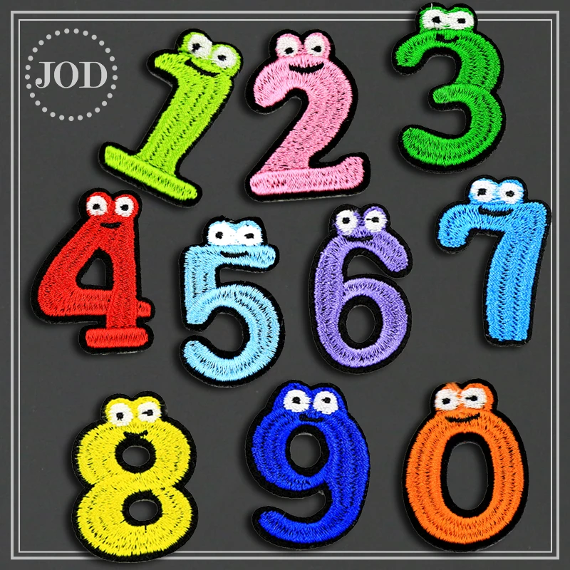 

10 Pieces Set (size:3x4cm) Number Clothes Patch Embroidery Digital Iron on Numeral Patches for Clothing Children Stickers Badges