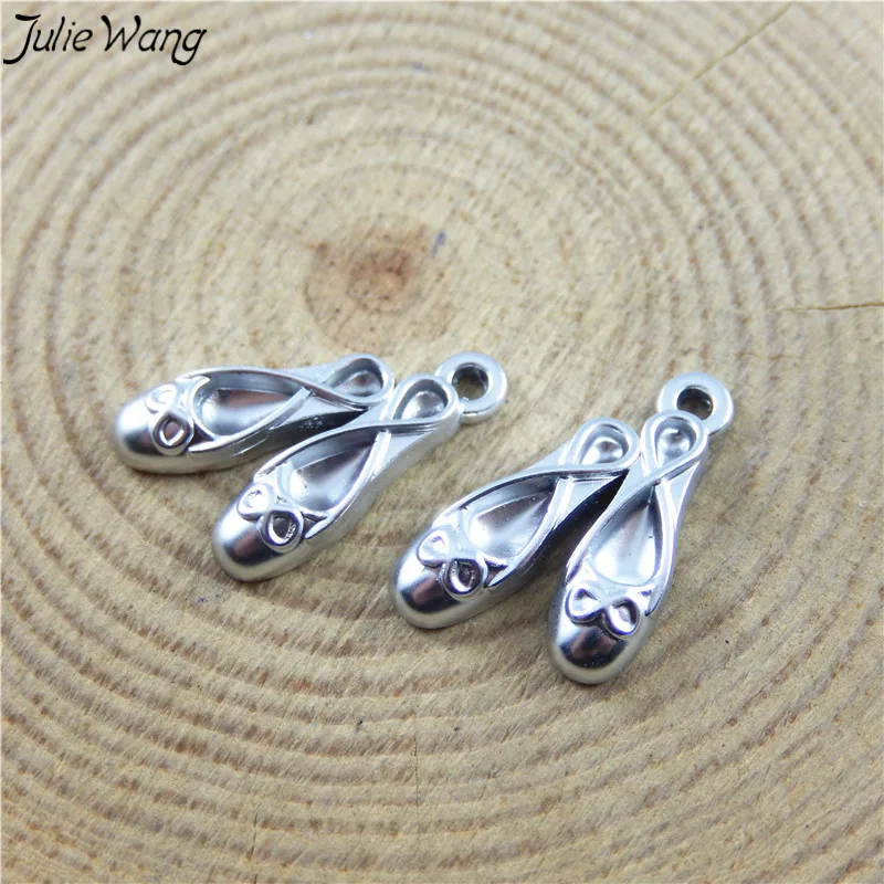 

Julie Wang 18PCS Cute Tibetan Silver Tone Ballet Pointed Lady Shoe With Bowknot Pendant Charm Wholesale DIY Jewelry Necklace