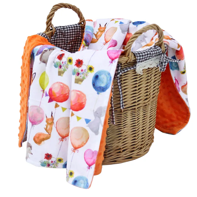 Muslinlife/детское одеяло в горошек с единорогом и Минки, детское одеяло с месячной вехой, мягкое фланелевое одеяло 70*100 см - Цвет: Balloon