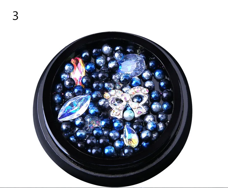 1 коробка, 3D смешанные жемчужные стразы русалки, сделай сам, драгоценные камни, Очаровательное украшение для ногтей, ювелирные изделия с бриллиантами, блестящие градиентные гелевые наконечники для ногтей - Цвет: 03