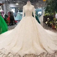 H& S Свадебные платья из органзы прозрачное кружевное свадебное с длинными рукавами с v-образным вырезом Свадебные платья Vestido de Novia