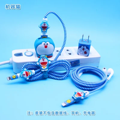 Один комплект USB кабель наушники протектор намотки кабеля мультфильм наклейки USB зарядное устройство протектор сердцевины кабеля для iphone
