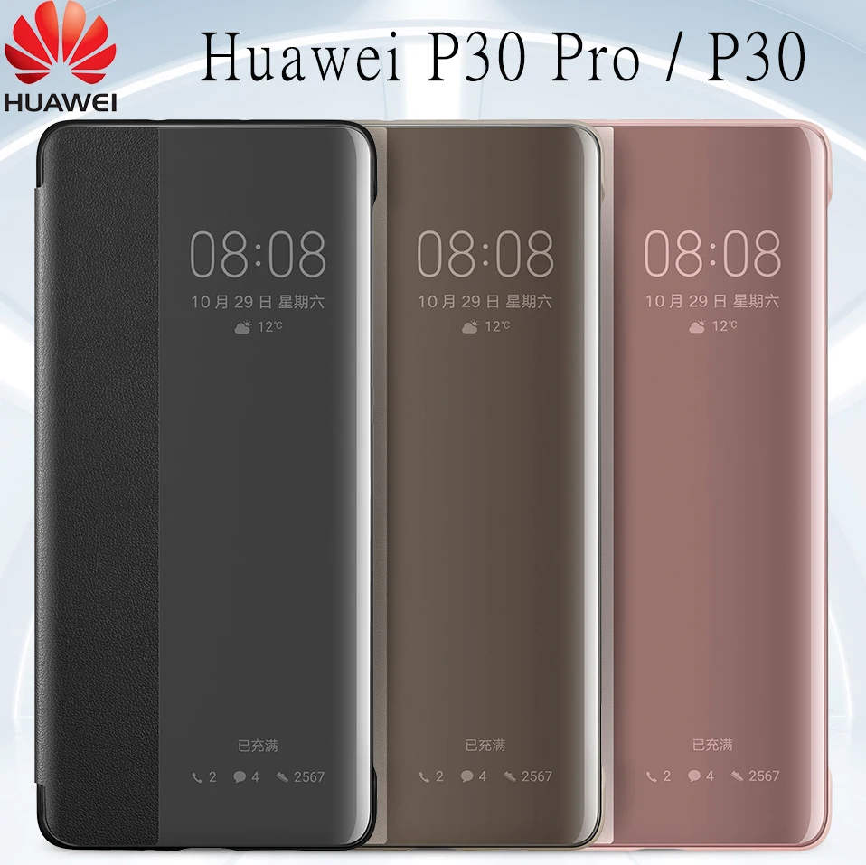 Huawei P30 Pro флип-чехол, официальный huawei P30 чехол, умный сенсорный прозрачный кожаный чехол для телефона P30Pro Funda Capa сумка