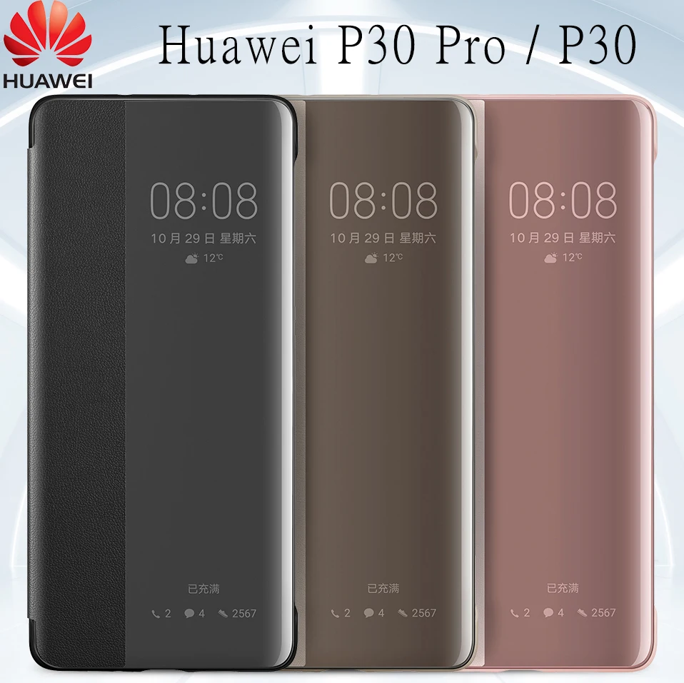 Huawei P30 Pro Flip Case Cover Original Official Huawei P30 Case Smart Touch Clear View Leather Phone Case P30Pro Funda Capa Bag