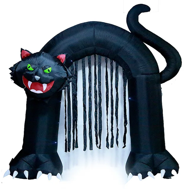 240cm Giant Black Cat Archway Led Light Inflatable Horror 240cm Giant Black Cat Archway Led Light Inflatable Horror Toys Outdoor Yard Decoration Christmas New Year Party Prop