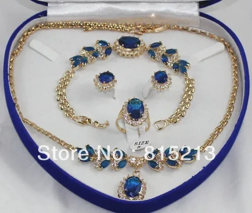 

ddh0398 Beautiful blue jade bracelet earring ring necklace pendant