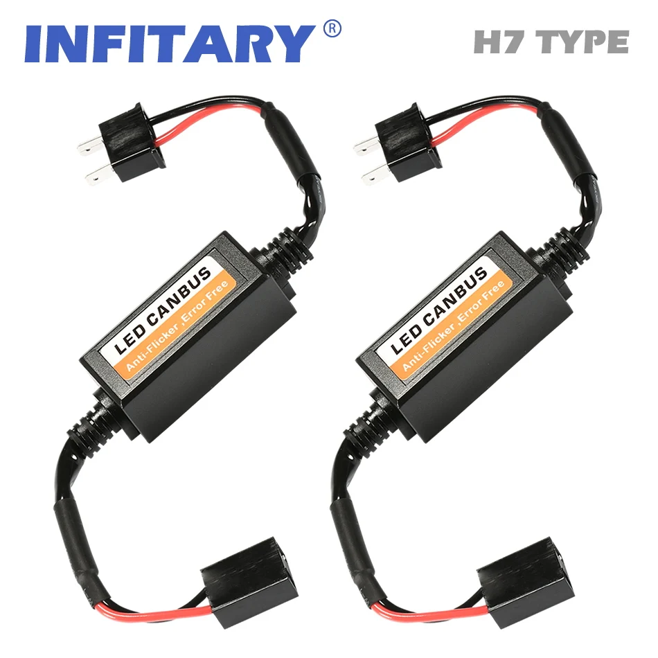 

2pcs Error Free LED Canbus Decoder for LED Car Headlight Bulb Kits for SUV Fog Lamps H4 H7 H1 H11 9006 9007 Adapter Anti-Flicker