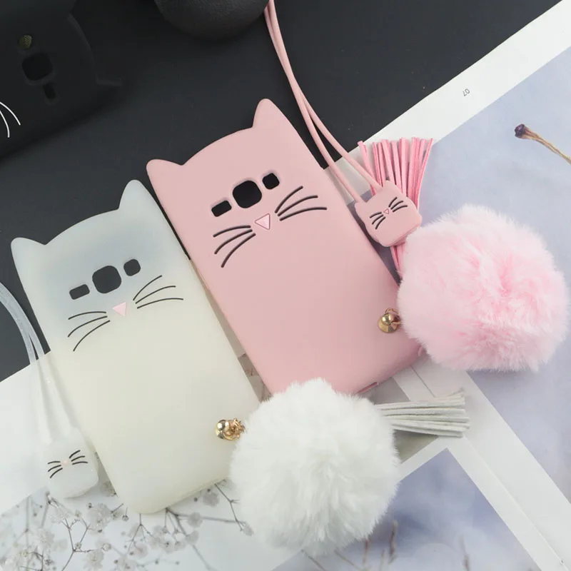 

Cute 3D Cartoon Silicon Case for Samsung Galaxy J1 2016 J120F Cases Japan Glitter Beard Cat Lovely Ears Kitty Phone Cover