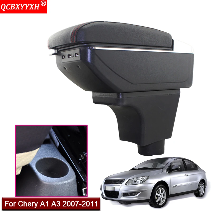 

Car Styling ABS With PU Leather Car Armrest Box Center Console Storage Box Holder Case Car Accessories For Chery A1 A3 2007-2011