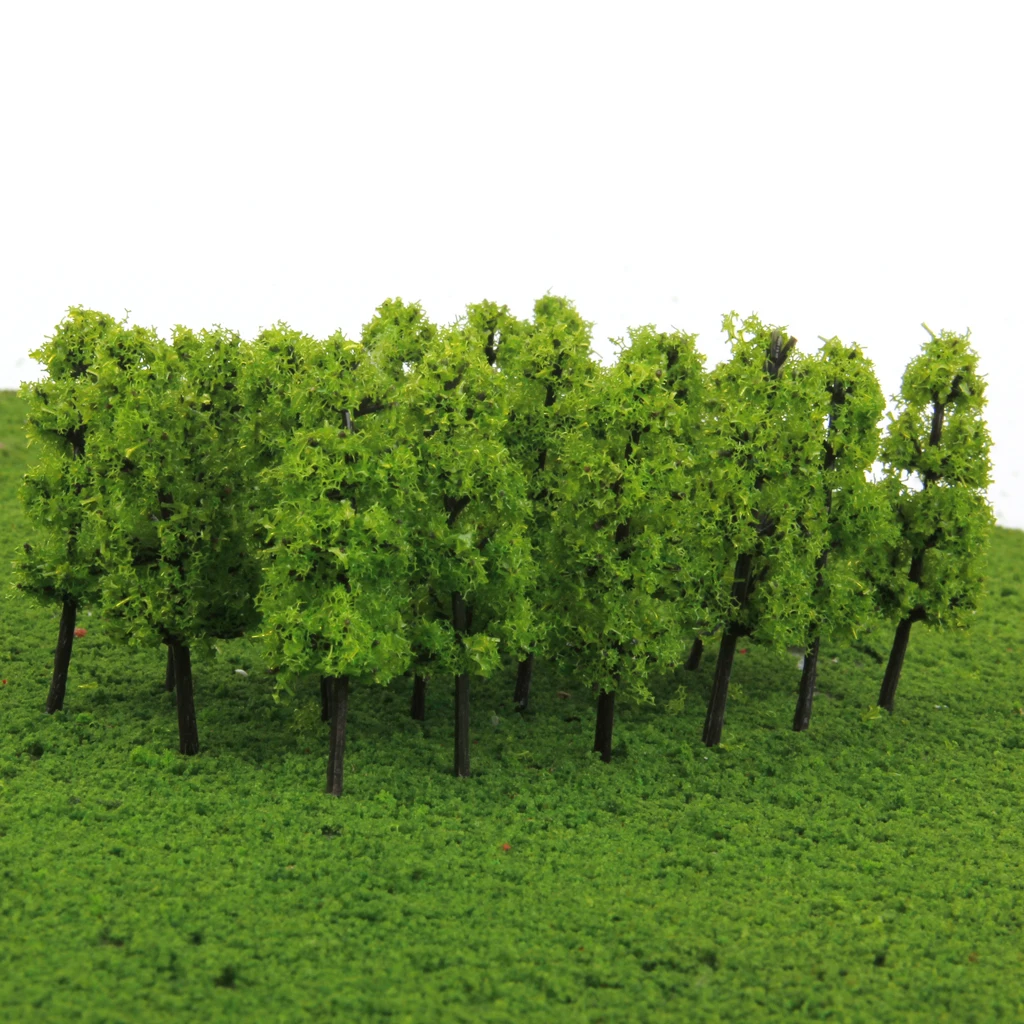 20Pcs 1/200 Scale Plastic Pagoda Trees Model Train Park Railway Railroad Street Layout Scenery Dark&Light Green