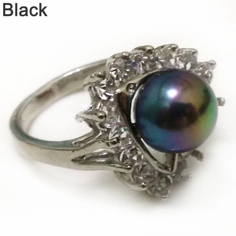 

Natural 9-10mm Lavender Fresh Water Button Pearl Fashion Women Ring with Zircon