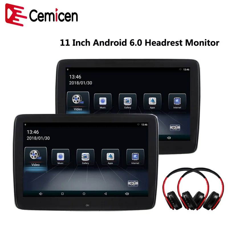 Cemicen автомобильный сенсорный экран 2 шт. 11 дюймов HD Android 6 0 1080P IPS