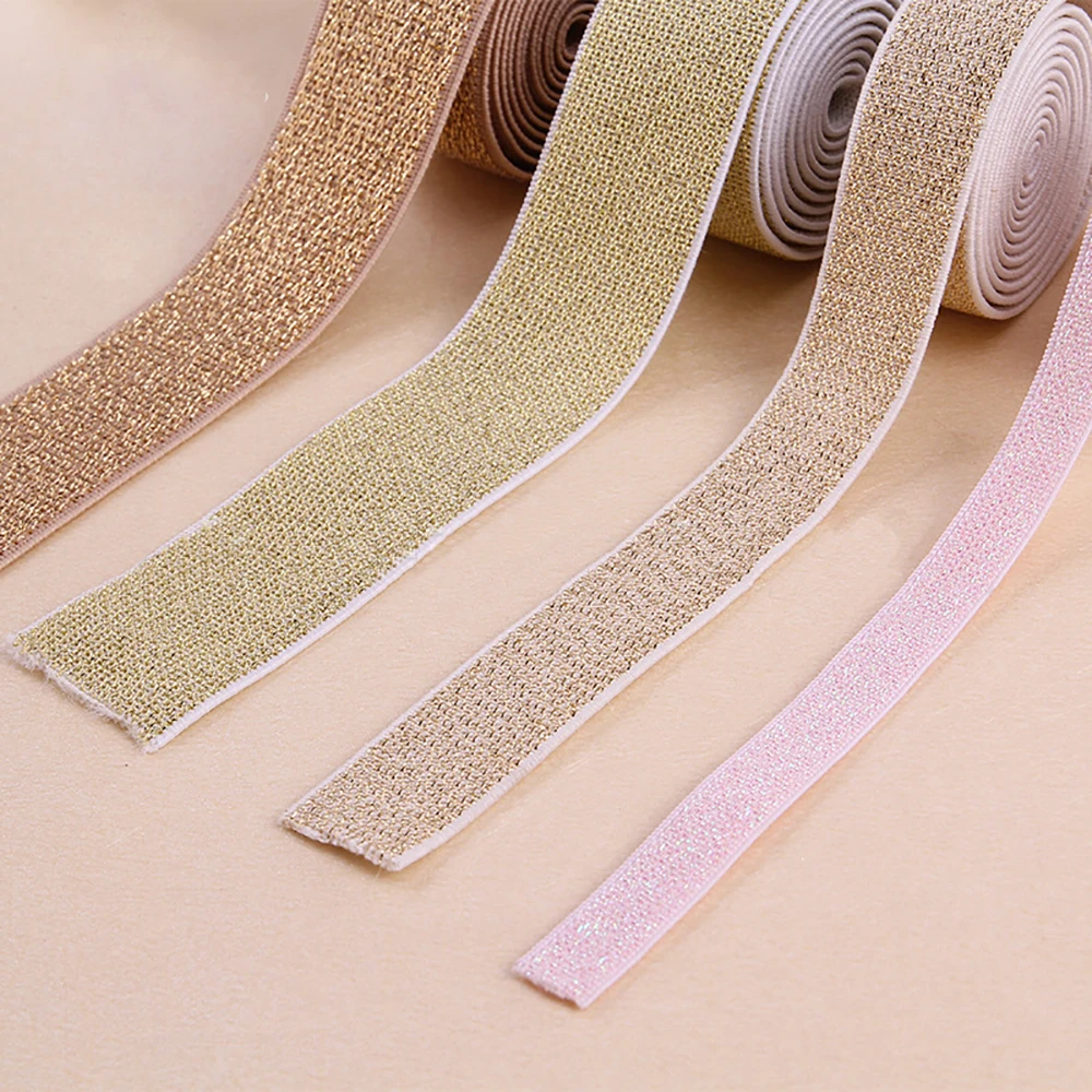 PPCrafts 10 15 20 30 40MM Golden silvery Elastic Ribbon bing For