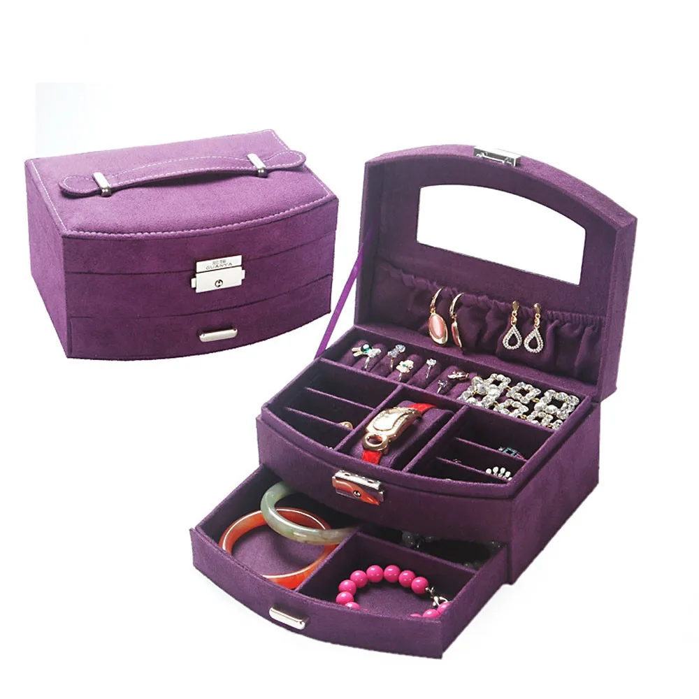 

Double Layer Jewelry Display Box Organizer Carrying Case Portable Jewelry Case for Rings Necklaces Earrings Amazing Gift 2017