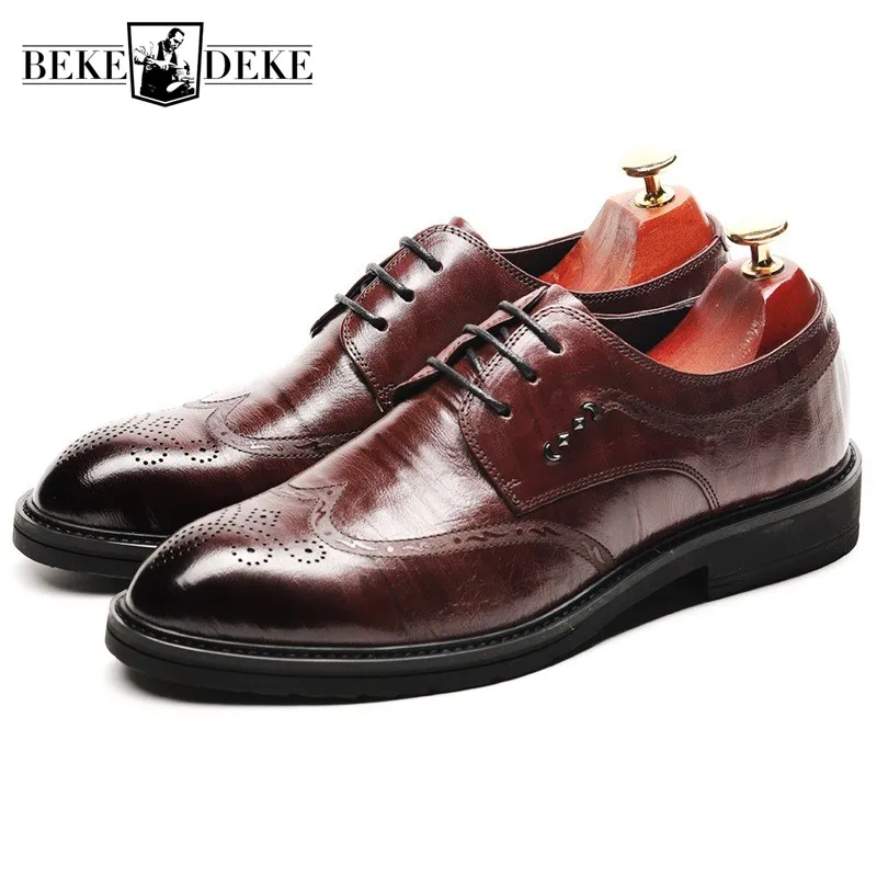 Brogues Italian Leather Shoes Men 2019 