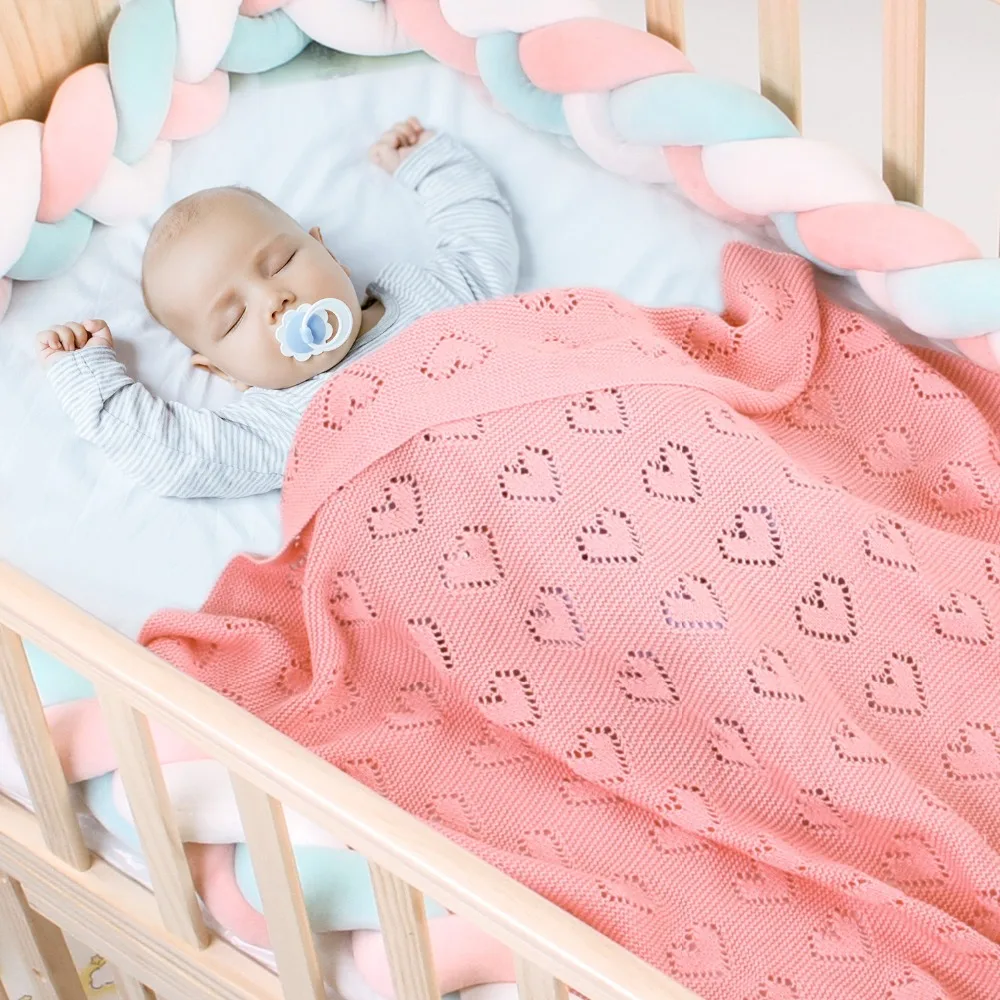 Детское одеяло, обертывание, вязаное, для новорожденных, пеленание, сердце, для малышей, корзина, коляска, покрывало одеяла, одеяло для мальчиков и девочек, муслиновая пеленка