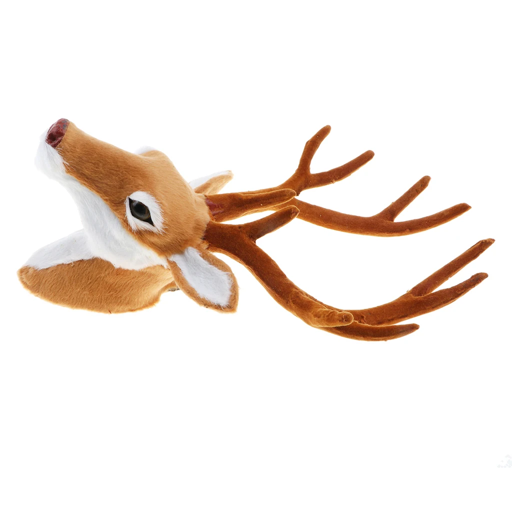 Realistic Stuffed Deer Head Model Toy, Faux Fur Animal Wall Hanging Decor, Home Ornament Gift