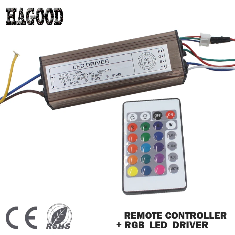 

50W RGB LED Driver Waterproof IP66 AC85-265V DC18-28V Light Transformer External Aluminum Case+ Remote Controller for Lamps