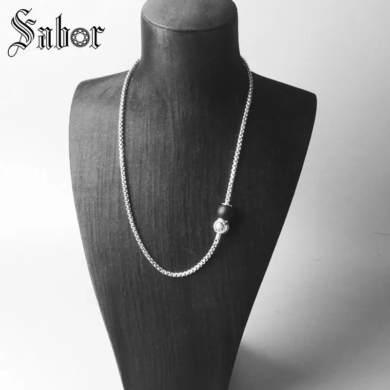 Ожерелье цепочка темное почерневшее серебро 925 пробы с складной застежкой для женщин и мужчин подарок женское ожерелье Подходит Карма Diy Томас