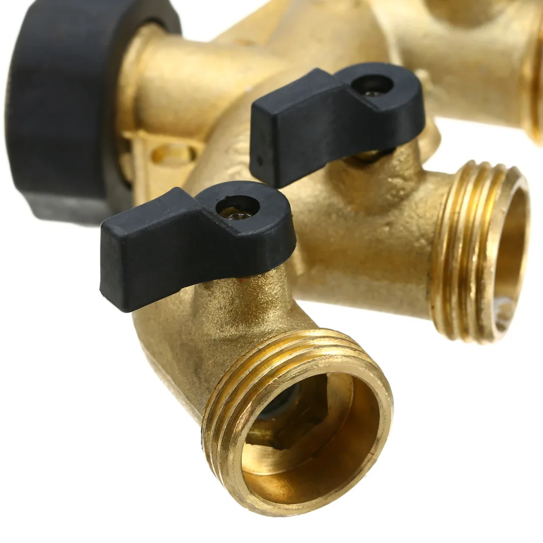 Brass 4 Way Tap Connector Splitter Connect Adaptor 3/4'' Hose Pipe Switcher Nozzle Garden Watering Irrigation Supplies