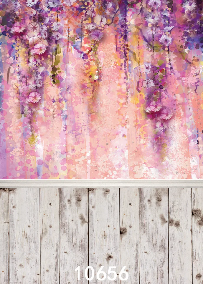 

Photography Backdrops Vinyl Cloth Photo Background for Photo Studio Floral Oil Painting Wood Baby Backgrounds for Photo Shooting