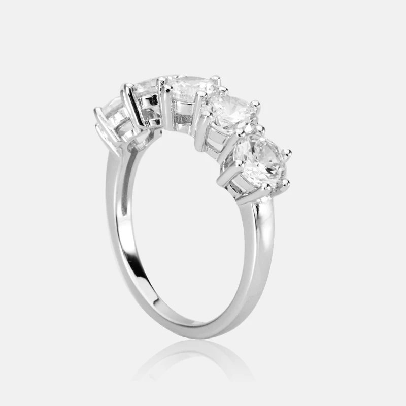 COLORFISH 925 пробы серебро Пять Камень Обручальное кольцо круглые, с цирконом Cut 2,5 карат 5 мм камень циркон украшения для женщин юбилей группа