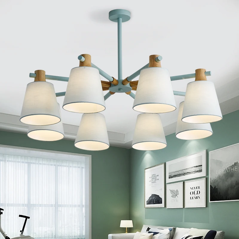 

New Arrival LED Chandeliers For Living Room Bedroom colors lampshade Nordic Style Hanging Lights Para Sala De Jantar Home Lamp
