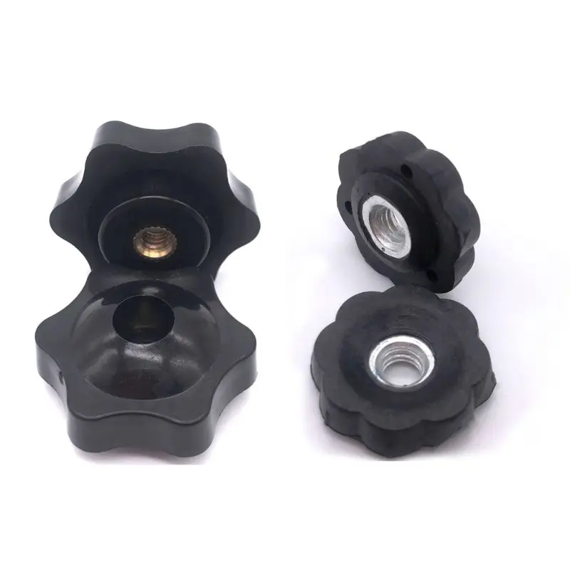 

2Pcs M4 M5 Plum Bakelite Hand Tighten Nuts Handle Star Mechanical Black Thumb Nuts Clamping Knob Manual Nuts