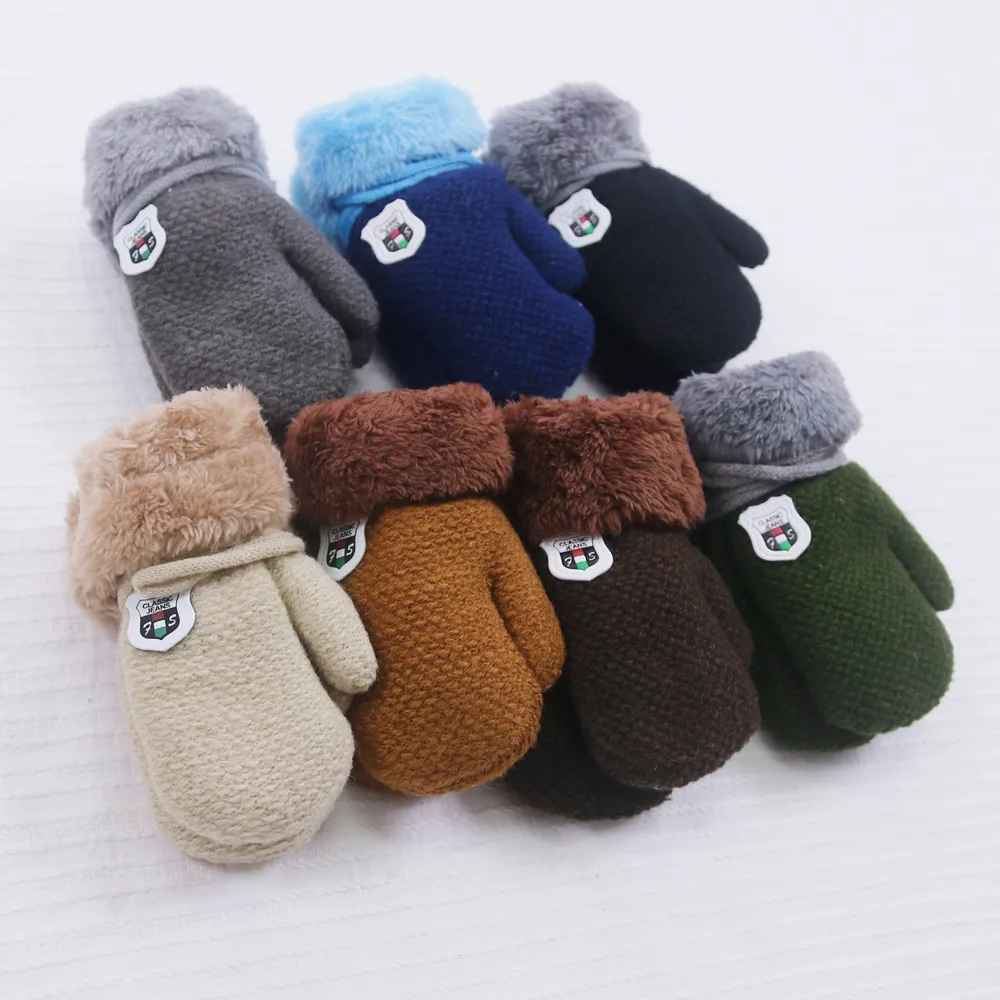 

New Arrival Winter Baby Boys Girls Knitted Gloves Warm Rope Full Finger Mittens Gloves for Children Toddler Kids #c