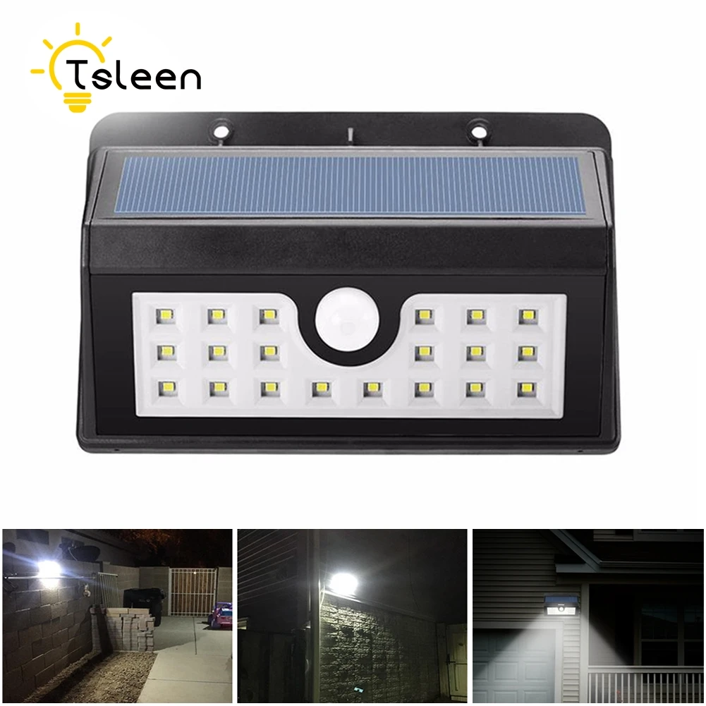 

TSLEEN 2Pcs Solar Led Light Wall Security Lamp Super Bright Waterproof Light PIR Motion Sensor Outdoor Garden Patio Pathway Lamp