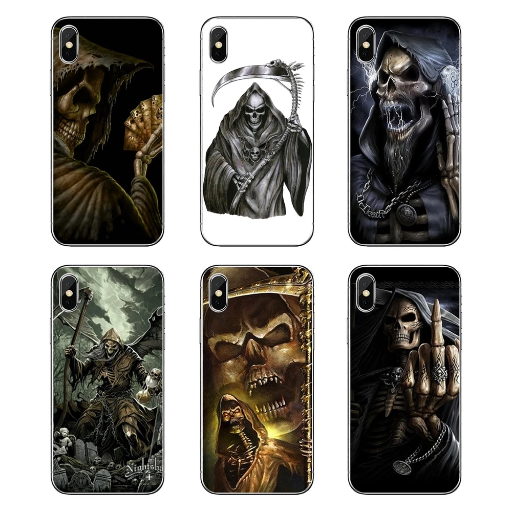 

For Motorola Moto X4 E4 E5 G5 G5S G6 Z Z3 G3 C Play Plus Grim Reaper Skull Skeleton Transparent Soft Cases Covers