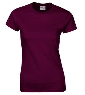 Gildan, высокое качество, 22 цвета, S-XL, простая футболка для женщин, хлопок, эластичные базовые футболки, Женские повседневные топы, футболка с коротким рукавом - Цвет: maroon