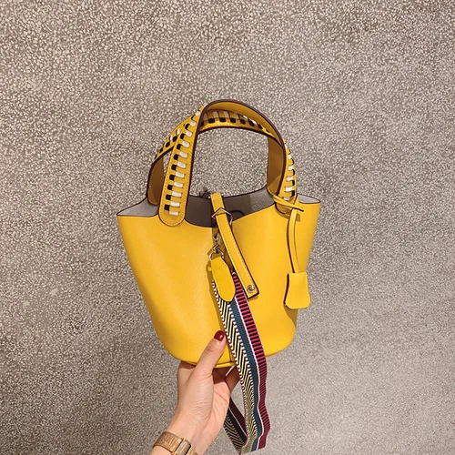Новая модная переносная сумка через плечо, тканая широкополосная сумка для отдыха, женская сумочка и сумки - Цвет: yellow