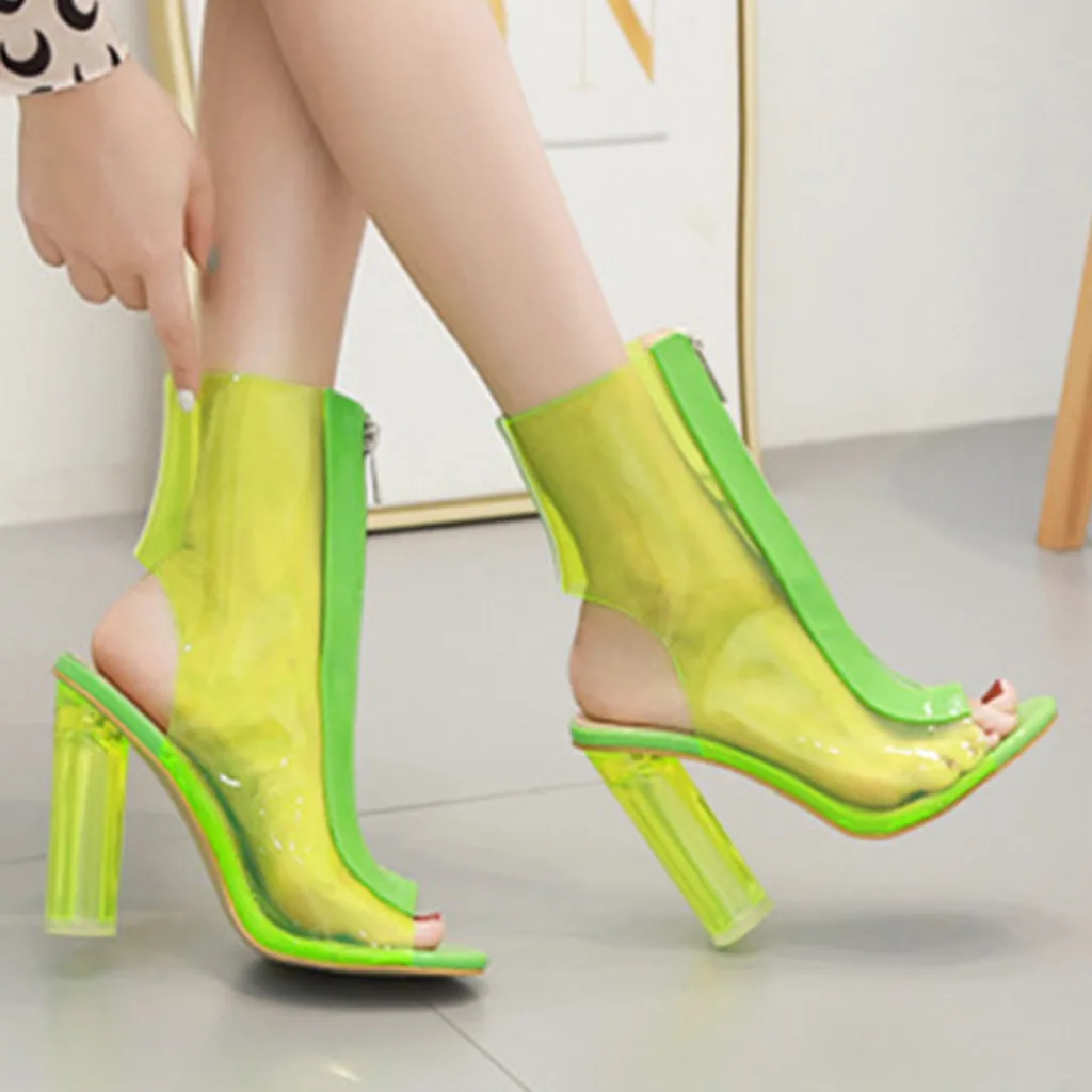 SAGACE/Новые модные женские простые пикантные прозрачные туфли на высоком каблуке; классические сандалии на молнии; Zapatos de mujerJ6