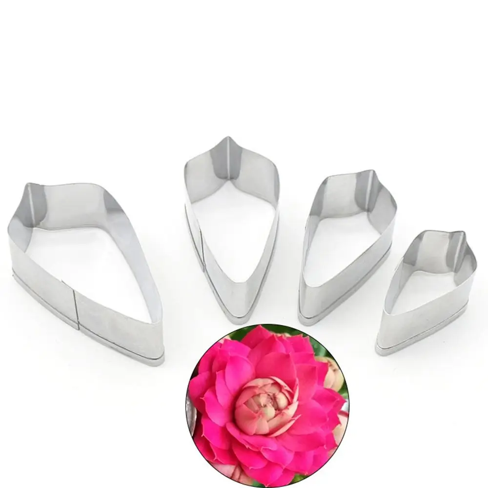 

4Pcs/set Flower Petal Cookie Cutters Mold Stainless Steel Cake Biscuit Moulds Fondant Sugarcraft Icing Mold Kitchen Baking Tools