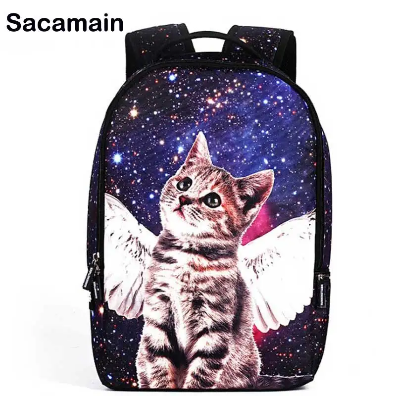 

Casual School Bag Lovely 3D Cat Print Back pack School Backpack Bag For Girls Printing Backpack Polyester Student Kaka Scool Bag