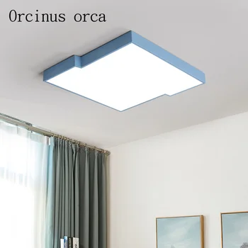

Nordic modern simple rectangular ceiling lamp living room bedroom children's room color creation LED ceiling lamp free shipping